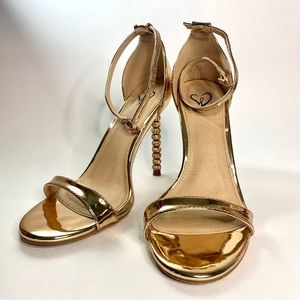 Windsor Glamour Effect Rose Gold Wedding Rhinestone Leather Beaded Heels